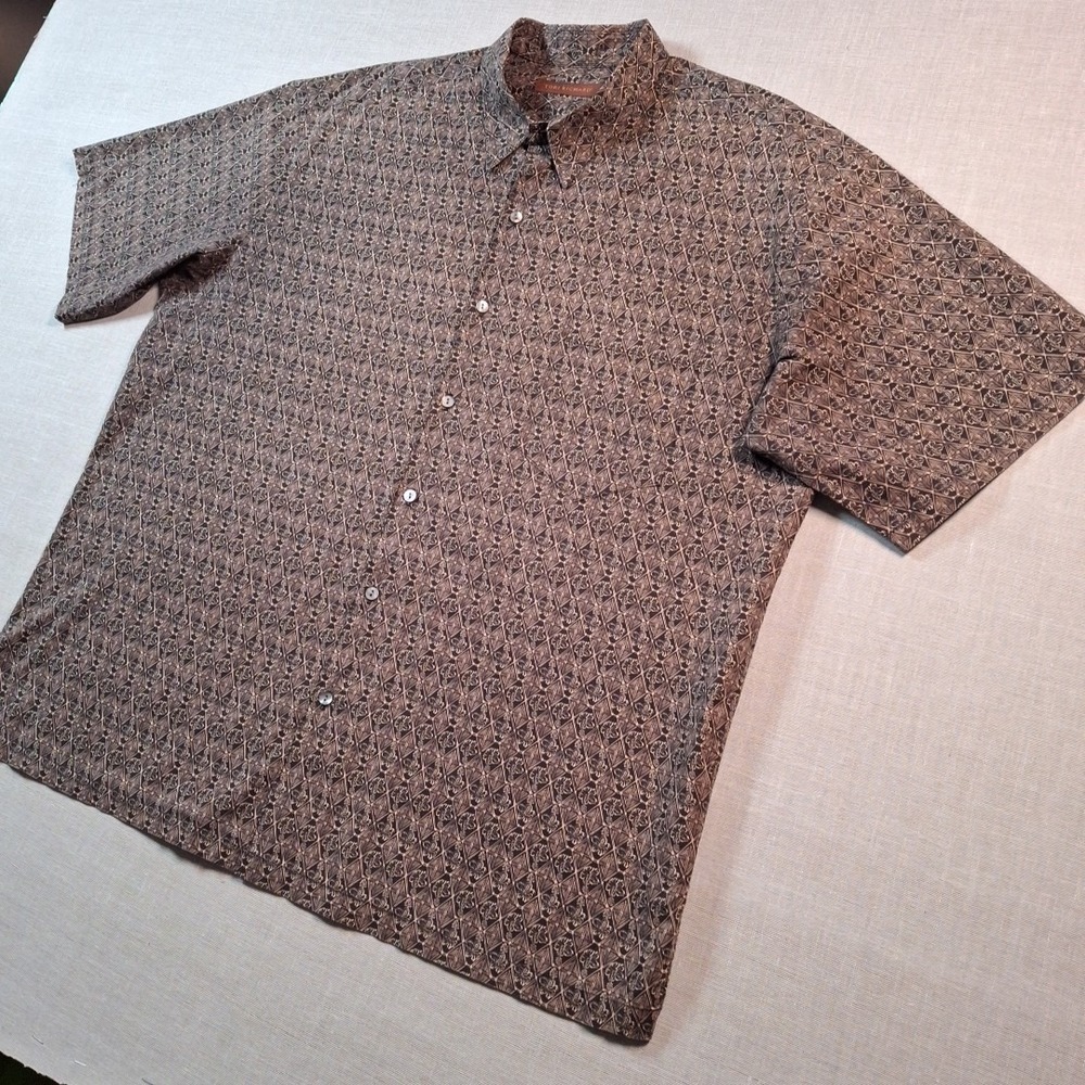 Tori Richard Mens Hawaiian Shirt 2XL Brown, Made In USA